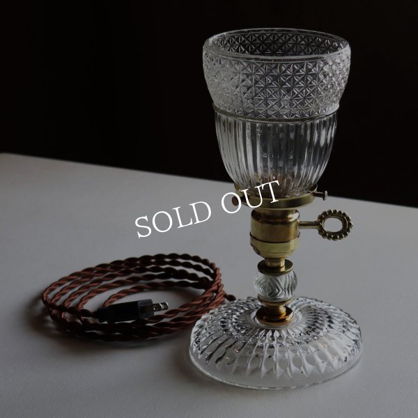 USAヴィンテージガラスミニテーブルライト幾何学｜卓上照明カフェランプ・アンティーク