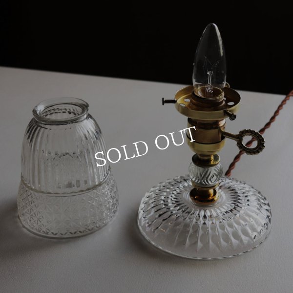 USAヴィンテージガラスミニテーブルライト幾何学｜卓上照明カフェランプ・アンティーク