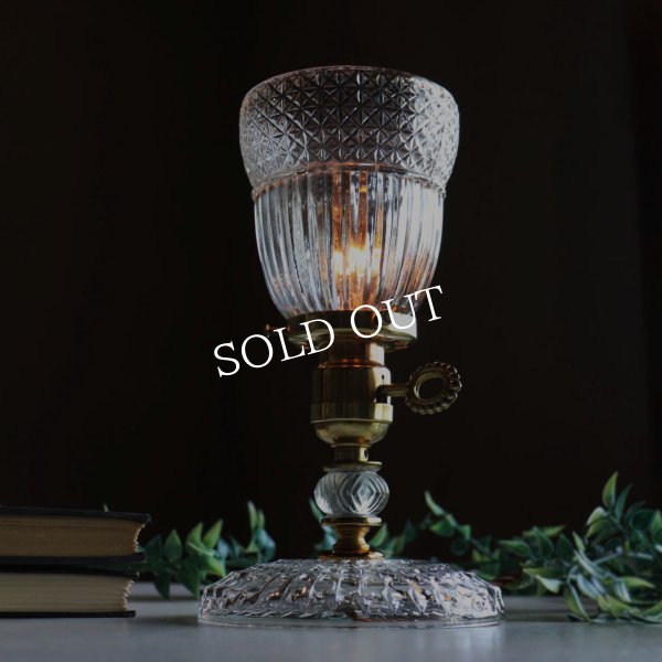 USAヴィンテージガラスミニテーブルライト幾何学｜卓上照明カフェランプ・アンティーク