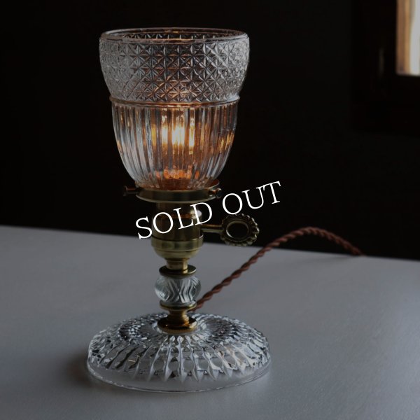 USAヴィンテージガラスミニテーブルライト幾何学｜卓上照明カフェランプ・アンティーク