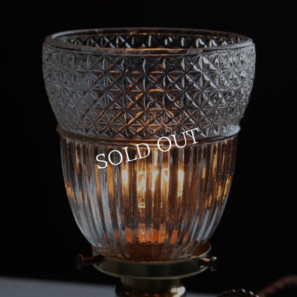 USAヴィンテージガラスミニテーブルライト幾何学｜卓上照明カフェランプ・アンティーク