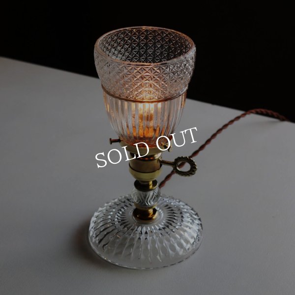 USAヴィンテージガラスミニテーブルライト幾何学｜卓上照明カフェランプ・アンティーク