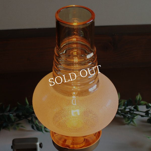 USAヴィンテージライトアンバーガラスシェードテーブルライト卓上照明｜アンティークオイルランプチムニースタイル