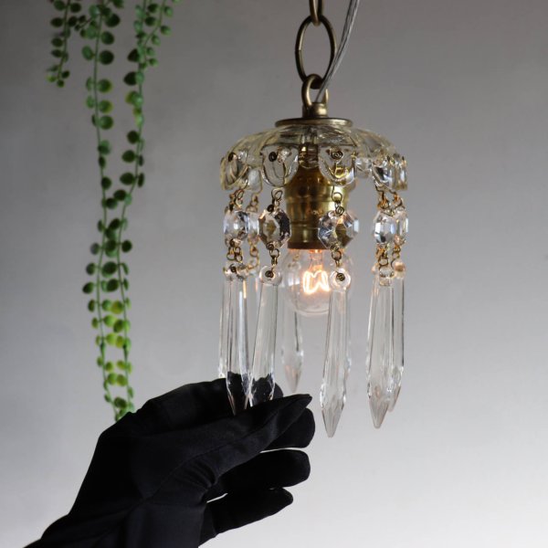 ヴィンテージミニシャンデリアペンダントライトガラス製アロープリズム|天井照明・吊下げ照明