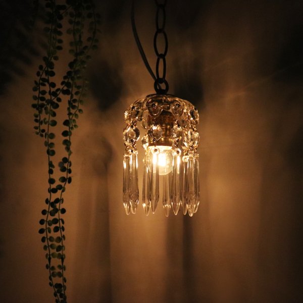 ヴィンテージミニシャンデリアペンダントライトガラス製アロープリズム|天井照明・吊下げ照明