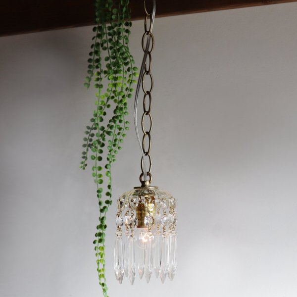 ヴィンテージミニシャンデリアペンダントライトガラス製アロープリズム|天井照明・吊下げ照明