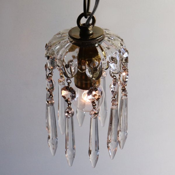 ヴィンテージミニシャンデリアペンダントライトガラス製アロープリズム|天井照明・吊下げ照明