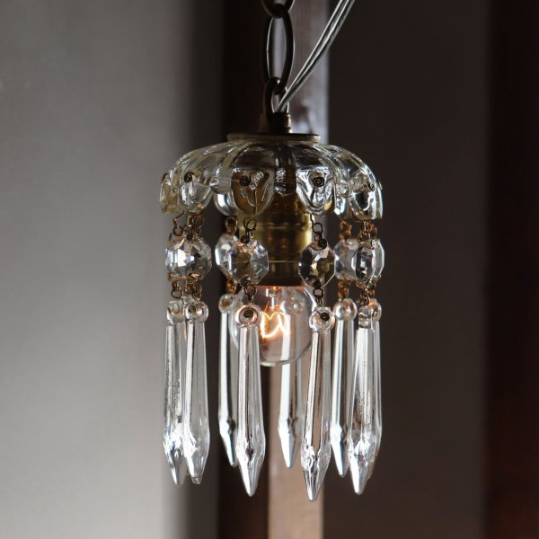ヴィンテージミニシャンデリアペンダントライトガラス製アロープリズム|天井照明・吊下げ照明