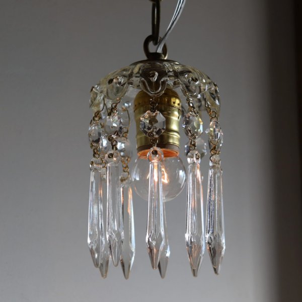 ヴィンテージミニシャンデリアペンダントライトガラス製アロープリズム|天井照明・吊下げ照明