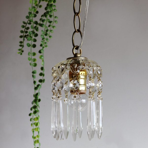 ヴィンテージミニシャンデリアペンダントライトガラス製アロープリズム|天井照明・吊下げ照明