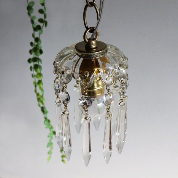 ヴィンテージミニシャンデリアペンダントライトガラス製アロープリズム|天井照明・吊下げ照明