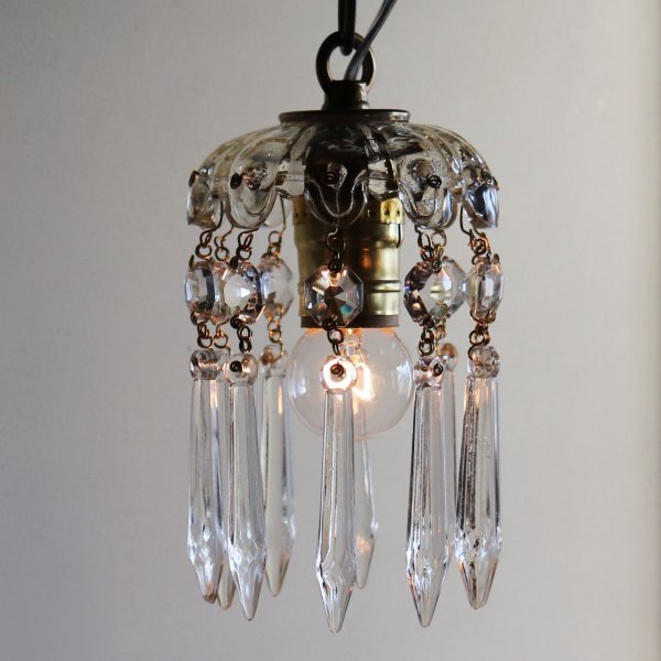 ヴィンテージミニシャンデリアペンダントライトガラス製アロープリズム|天井照明・吊下げ照明