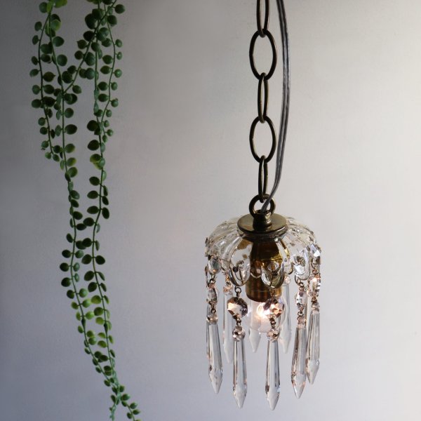 ヴィンテージミニシャンデリアペンダントライトガラス製アロープリズム|天井照明・吊下げ照明