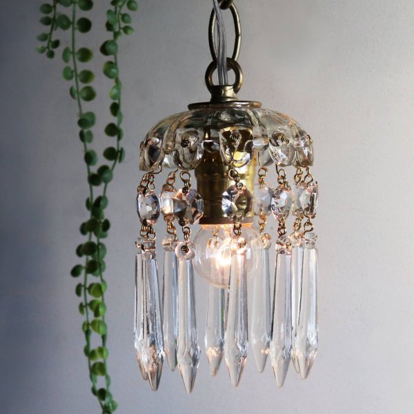 ヴィンテージミニシャンデリアペンダントライトガラス製アロープリズム|天井照明・吊下げ照明