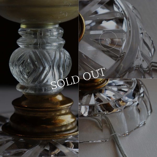 USAヴィンテージガラス製テーブルライト｜ハリケーンランプ・アンティーク卓上照明