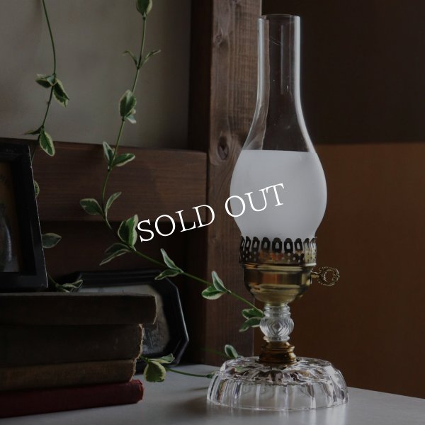 USAヴィンテージガラス製テーブルライト｜ハリケーンランプ・アンティーク卓上照明