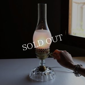 豪華 アンティーク リリーランプ 18灯 テーブルランプ 電球新品付 USAヴィンテージガラス製テーブルライト｜ハリケーンランプ