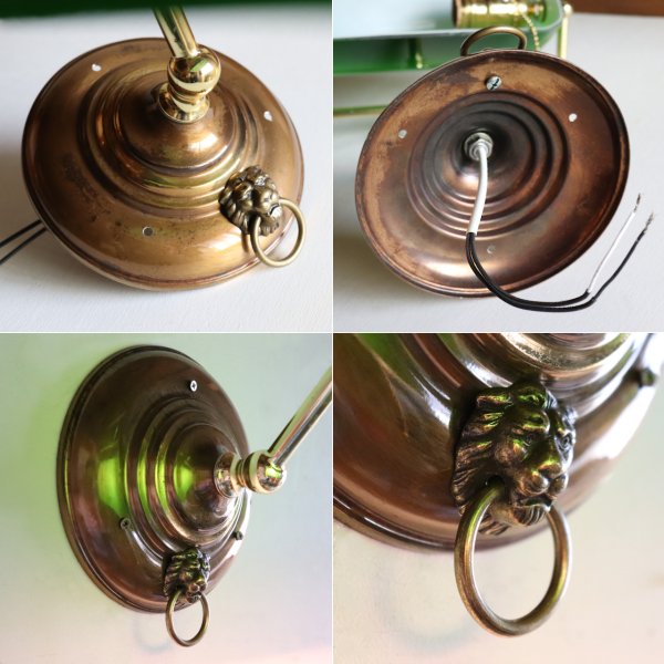 バンカーズランプ壁掛照明グリーンシェードブラケットライト・ライオン｜アンティーク照明バンカーズライト