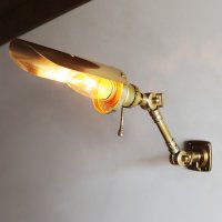 画像1: インダストリアルブラスピクチャーライト2点角度調整付き真鍮壁掛照明|工業系ウォールランプ