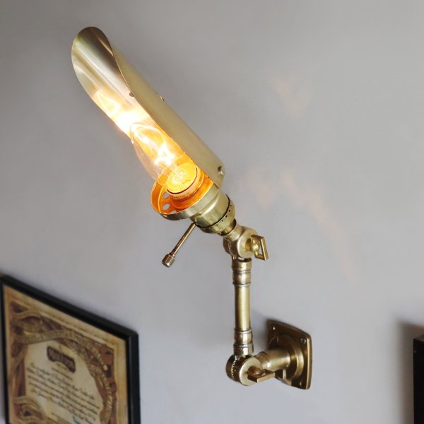 インダストリアルブラスピクチャーライト2点角度調整付き真鍮壁掛照明|工業系ウォールランプ