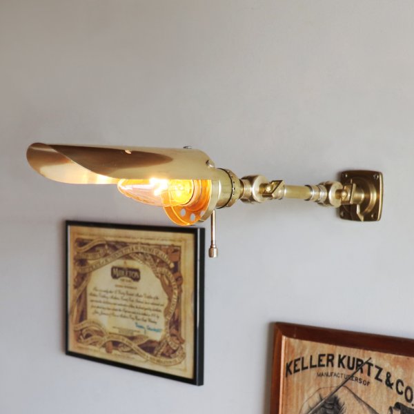 インダストリアルブラスピクチャーライト2点角度調整付き真鍮壁掛照明|工業系ウォールランプ