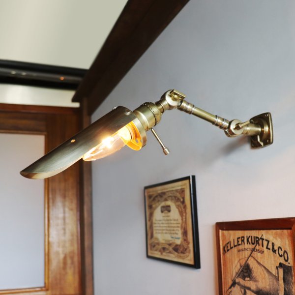 インダストリアルブラスピクチャーライト2点角度調整付き真鍮壁掛照明|工業系ウォールランプ