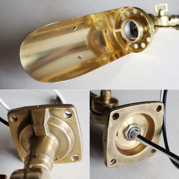 インダストリアルブラスピクチャーライト2点角度調整付き真鍮壁掛照明|工業系ウォールランプ