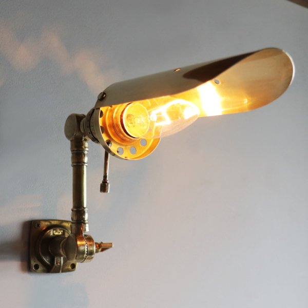 インダストリアルブラスピクチャーライト2点角度調整付き真鍮壁掛照明|工業系ウォールランプ