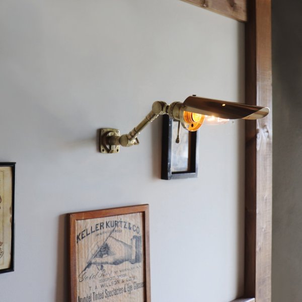 インダストリアルブラスピクチャーライト2点角度調整付き真鍮壁掛照明|工業系ウォールランプ