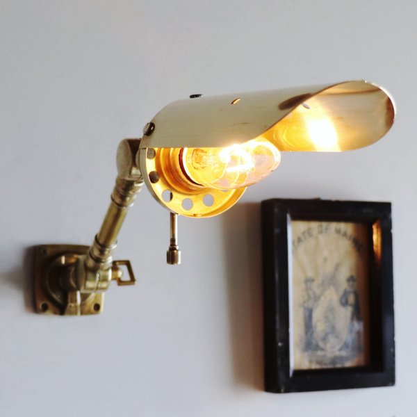 インダストリアルブラスピクチャーライト2点角度調整付き真鍮壁掛照明|工業系ウォールランプ