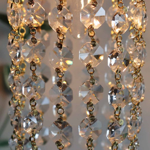 ヴィンテージミニシャンデリアオクタゴンプリズムペンダントライト｜アンティーク・鍵スイッチ吊下げ照明ランプ