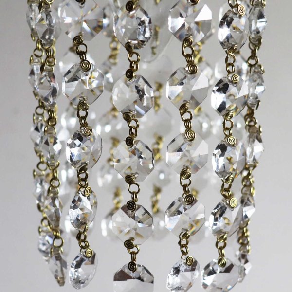 ヴィンテージミニシャンデリアオクタゴンプリズムペンダントライト｜アンティーク・鍵スイッチ吊下げ照明ランプ