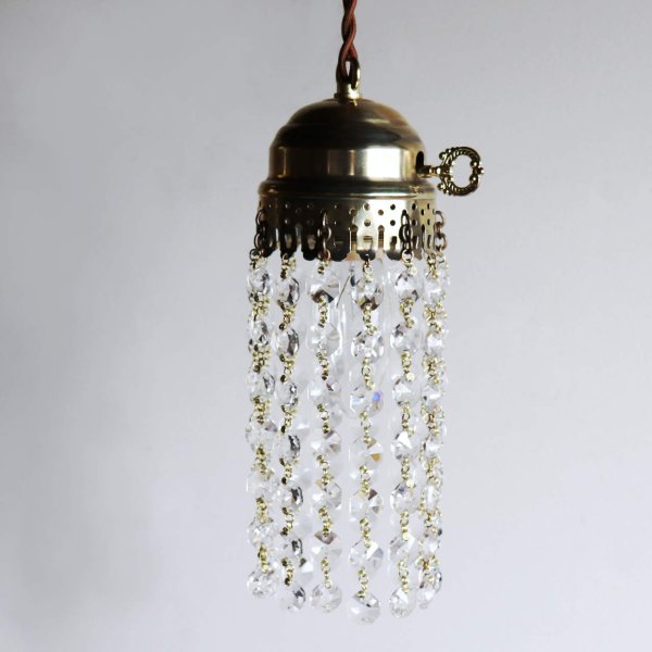ヴィンテージミニシャンデリアオクタゴンプリズムペンダントライト｜アンティーク・鍵スイッチ吊下げ照明ランプ