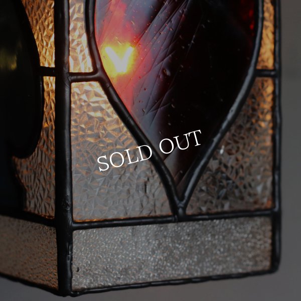 ヴィンテージガラス製ステンドグラスペンダントライト・トランプ柄｜天井吊下げ照明ハート・ダイヤ・スペード・クラブ