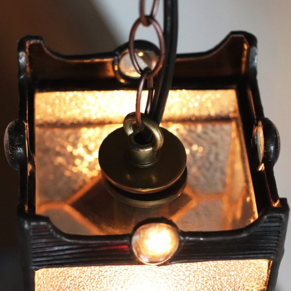 ヴィンテージガラス製ステンドグラスペンダントライト・トランプ柄｜天井吊下げ照明ハート・ダイヤ・スペード・クラブ