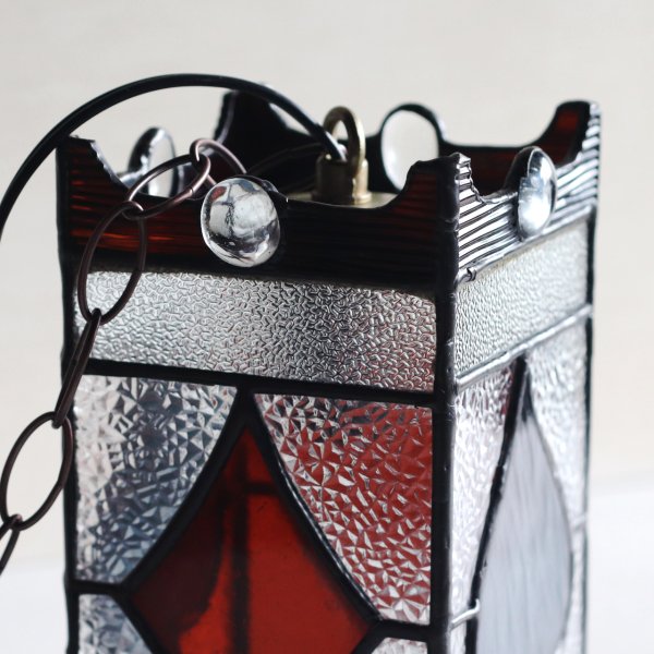 ヴィンテージガラス製ステンドグラスペンダントライト・トランプ柄｜天井吊下げ照明ハート・ダイヤ・スペード・クラブ