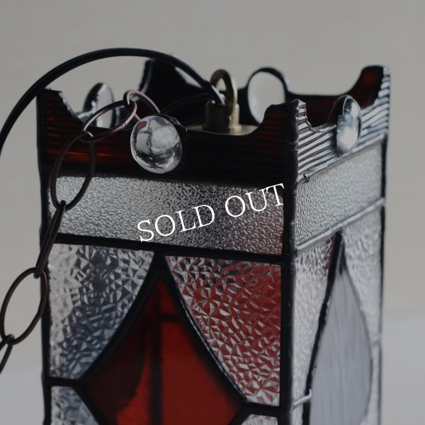 ヴィンテージガラス製ステンドグラスペンダントライト・トランプ柄｜天井吊下げ照明ハート・ダイヤ・スペード・クラブ