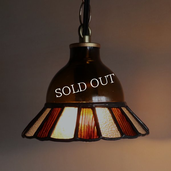 【アンバー】ステンドグラスミニペンダントライト花型｜吊下げ照明・天井照明