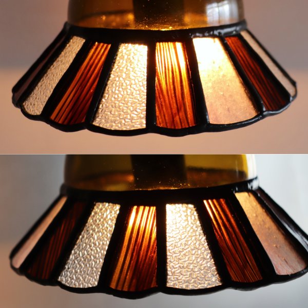 【アンバー】ステンドグラスミニペンダントライト花型｜吊下げ照明・天井照明