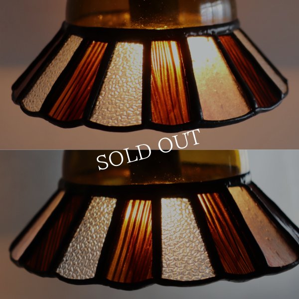 【アンバー】ステンドグラスミニペンダントライト花型｜吊下げ照明・天井照明