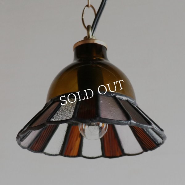 【アンバー】ステンドグラスミニペンダントライト花型｜吊下げ照明・天井照明