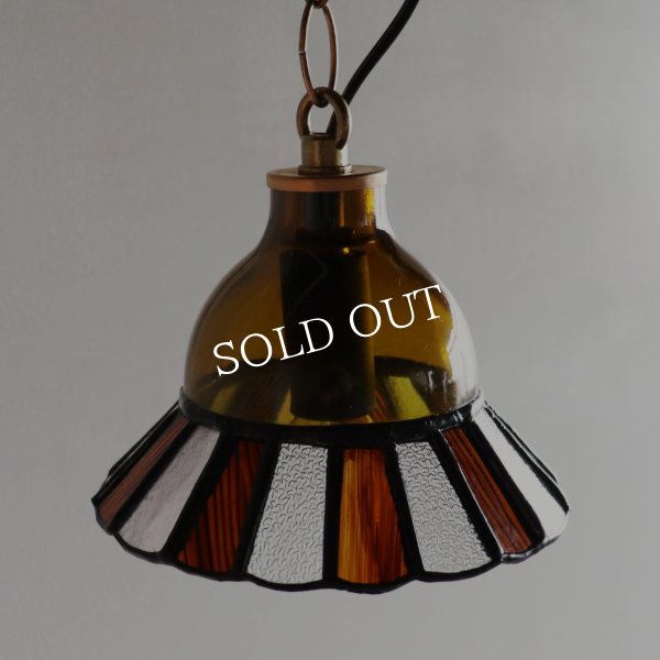 【アンバー】ステンドグラスミニペンダントライト花型｜吊下げ照明・天井照明