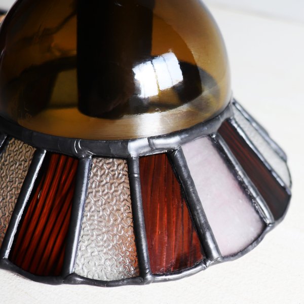 【アンバー】ステンドグラスミニペンダントライト花型｜吊下げ照明・天井照明