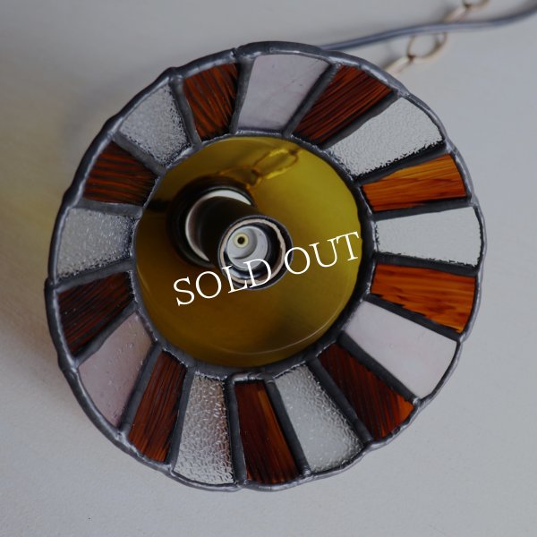 【アンバー】ステンドグラスミニペンダントライト花型｜吊下げ照明・天井照明