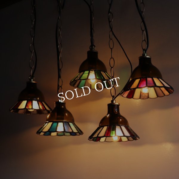 【アンバー】ステンドグラスミニペンダントライト花型｜吊下げ照明・天井照明