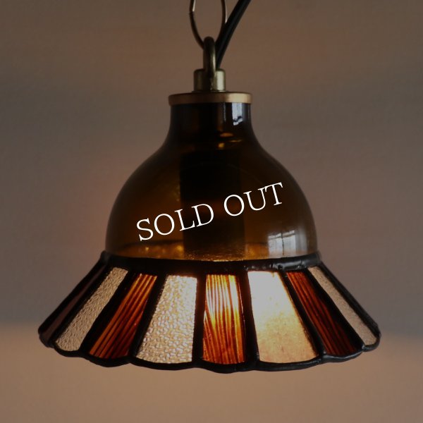 【アンバー】ステンドグラスミニペンダントライト花型｜吊下げ照明・天井照明