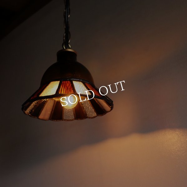 【アンバー】ステンドグラスミニペンダントライト花型｜吊下げ照明・天井照明