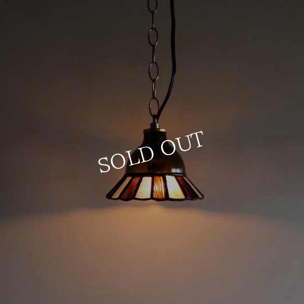 【アンバー】ステンドグラスミニペンダントライト花型｜吊下げ照明・天井照明