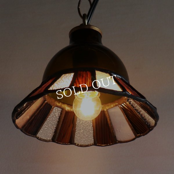 【アンバー】ステンドグラスミニペンダントライト花型｜吊下げ照明・天井照明