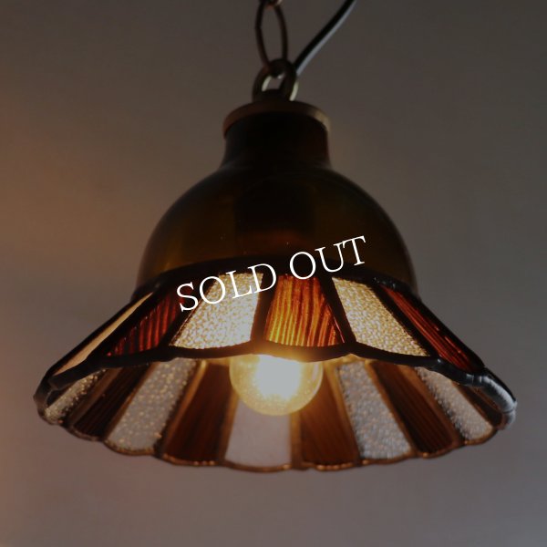 【アンバー】ステンドグラスミニペンダントライト花型｜吊下げ照明・天井照明